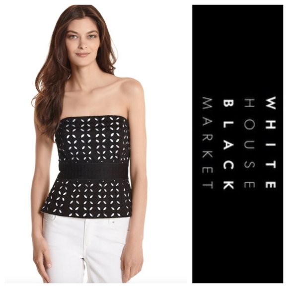 White House Black Market Tops - WHBM Black & White Satin CIRCLE CUT-OUT BUSTIER